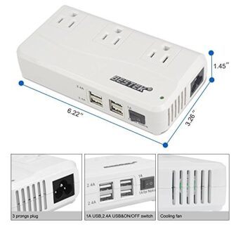 BESTEK 200W International Travel Voltage Converter 220V to 110V with 6A 4 USB Charging Ports - Image 4